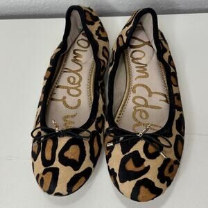 Sam Edelman Felicia Leopard Print Calf Hair Leather Flats 5.5